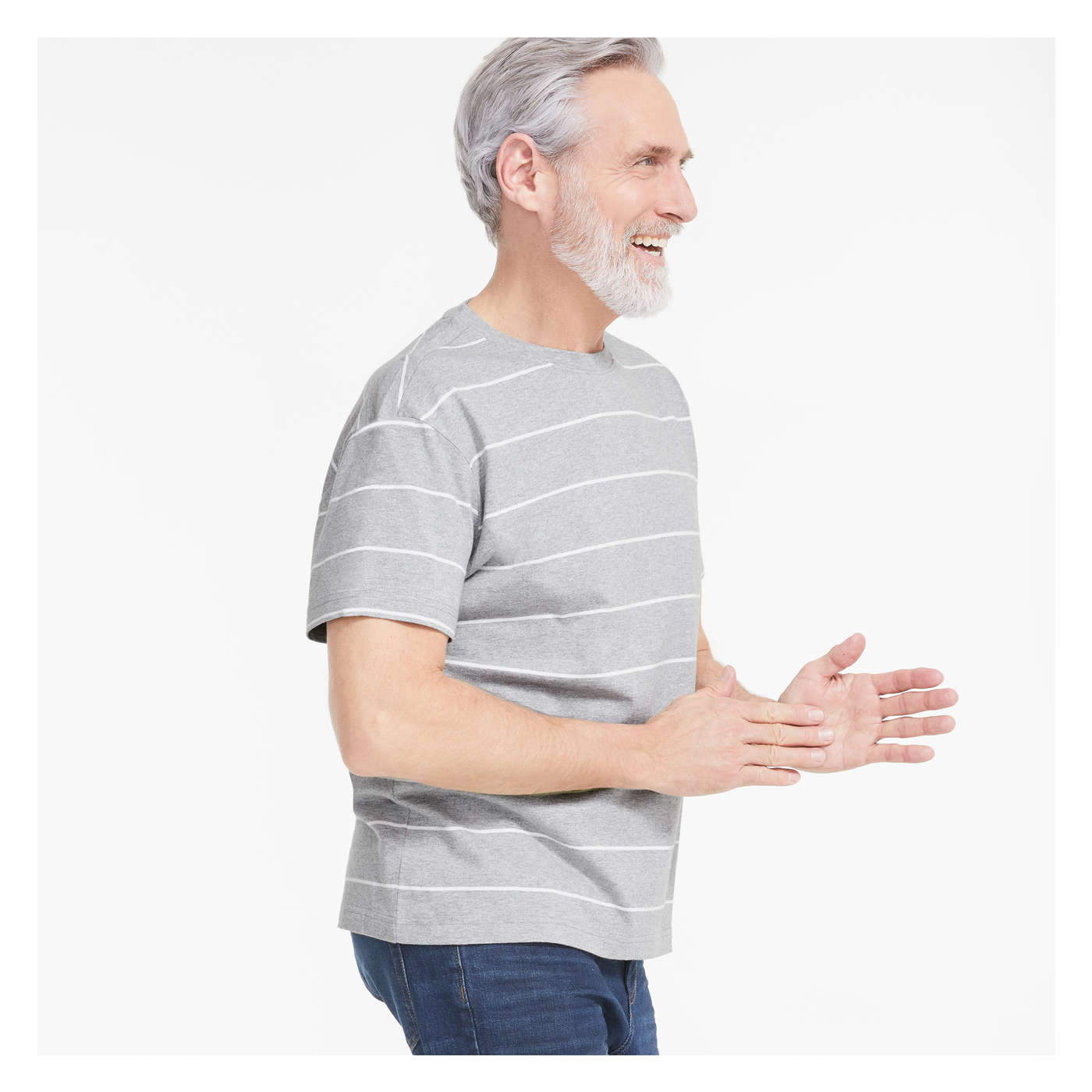 Men's Stripe T-Shirt in Light Grey Mix from Joe Fresh